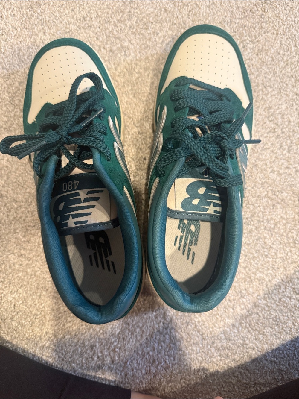Women’s New Balance green and White Low-Top Sneakers